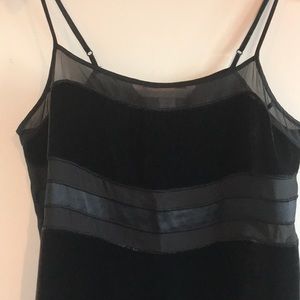 Black chemise, a mix of velvet and sheer fabric.